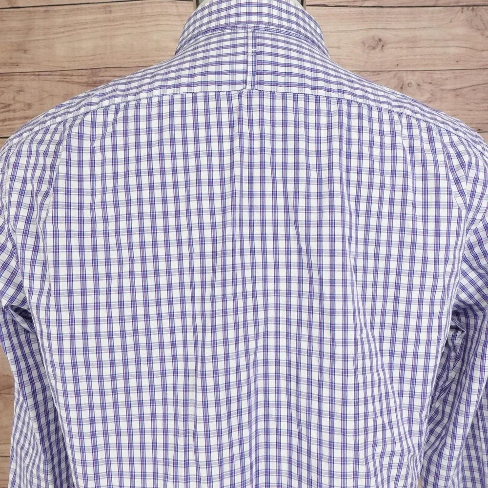 Banana Republic Shirt Mens M Purple Check Long Sleeve Button-Up Slim Fit Cotton